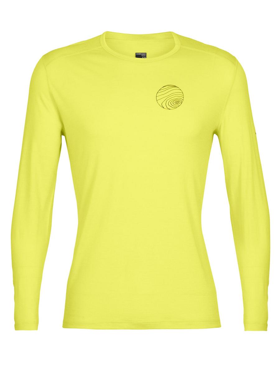 Icebreaker Merino 200 Oasis Long Sleeve Crewe Alps 3D Férfi Base Layers Sárga | HU 1350KORI